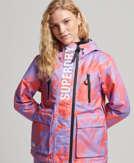 Pockets For Women Superdry Women s Sport Ski Rescue Jacket Purple Brush Camo Lilac