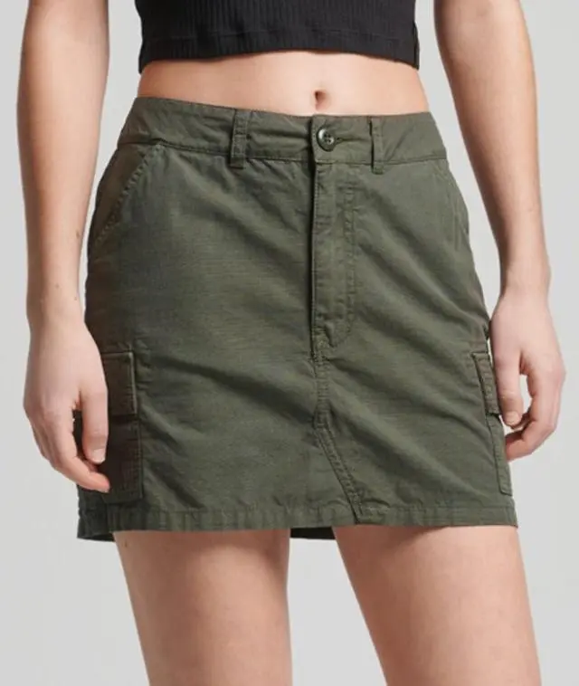 Superdry & Co Women's Vintage Utility Mini Skirt Khaki / Dark Moss - 