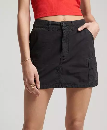 Superdry Women's Vintage Utility Mini Skirt Black / Washed Black - 