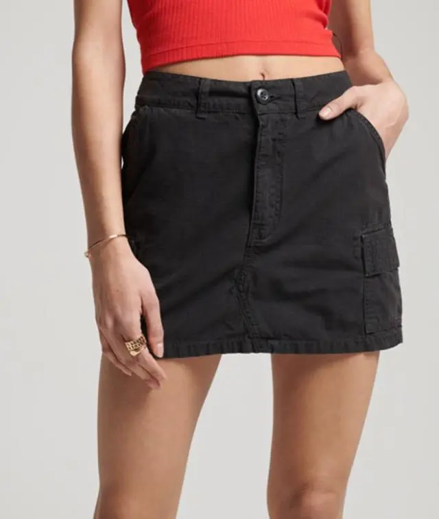 Superdry Women's Vintage Utility Mini Skirt Dark Grey / Washed Black - 