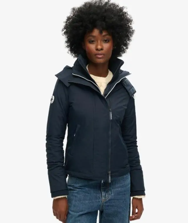 Superdry Women's Pop Zip Hooded Arctic Sd-windcheater Jacket Navy / Eclipse Navy/ecru - 