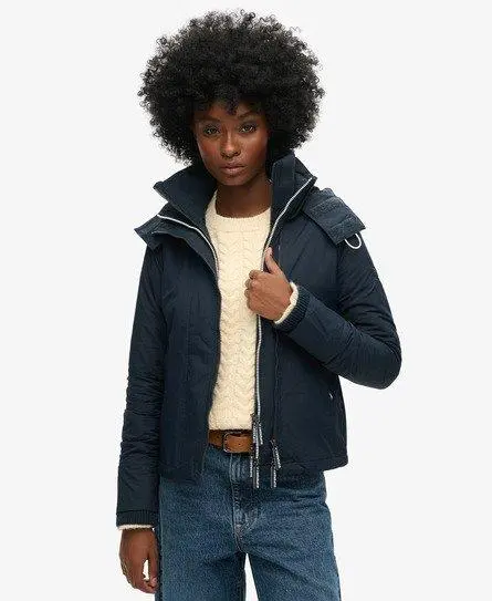 Superdry Women's Pop Zip Hooded Arctic Sd-windcheater Jacket Navy / Eclipse Navy/ecru - 