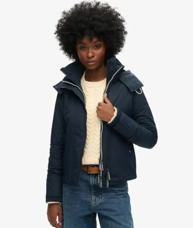 Superdry Women's Pop Zip Hooded Arctic Sd-windcheater Jacket Navy / Eclipse Navy/ecru - 