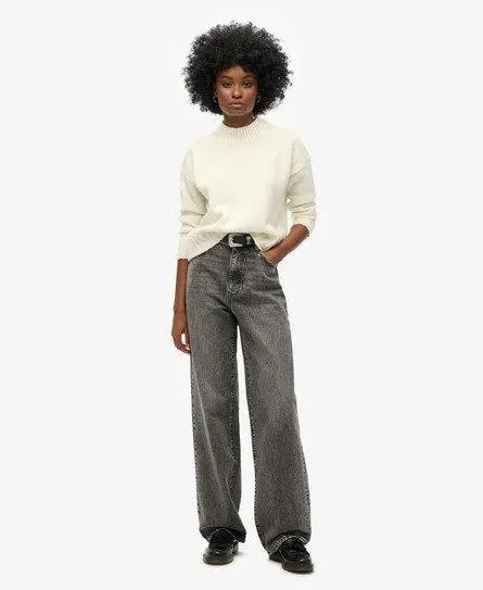 Superdry Women's Organic Cotton Wide Leg Jeans Grey / Lenox Grey - 