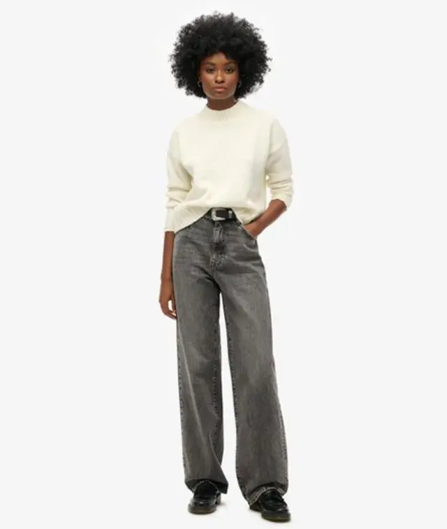 Superdry Women's Organic Cotton Wide Leg Jeans Grey / Lenox Grey - 