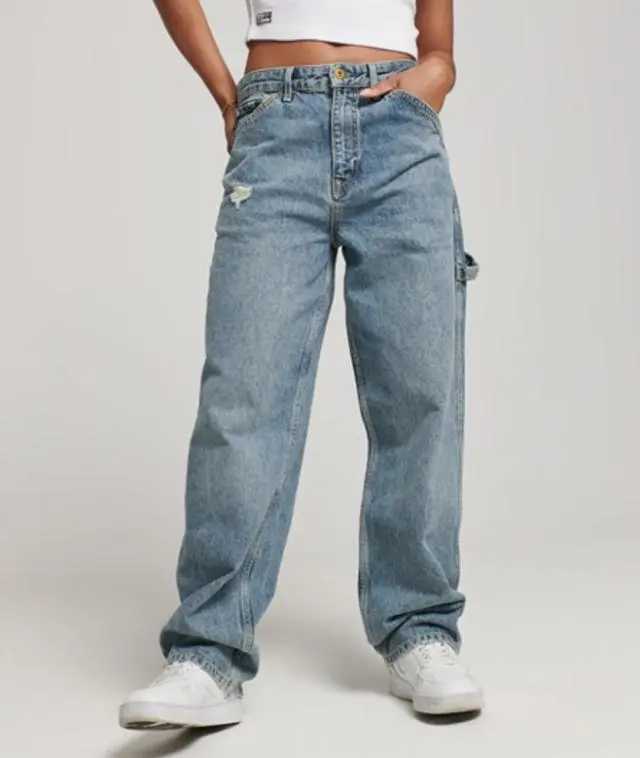 Superdry Women's Organic Cotton Vintage Carpenter Jeans Light Blue / Sycamore Mid Stone - 