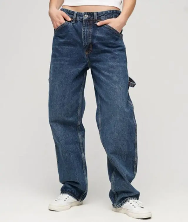 Superdry & Co Women's Organic Cotton Vintage Carpenter Jeans Dark Blue / Palms Dark Blue - 