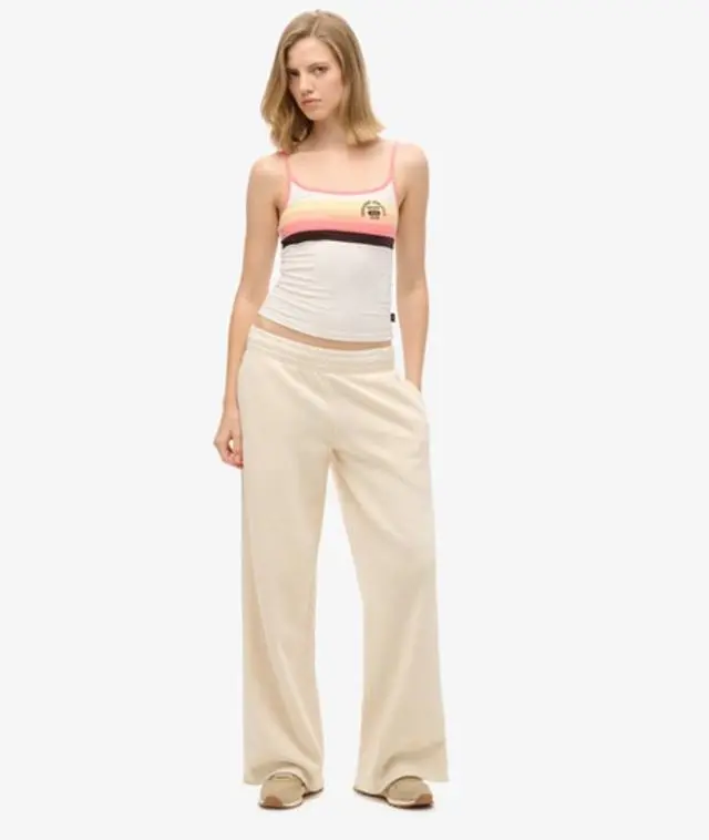 Superdry Women's Ladies Embroidered Wash Straight Joggers, Cream, 