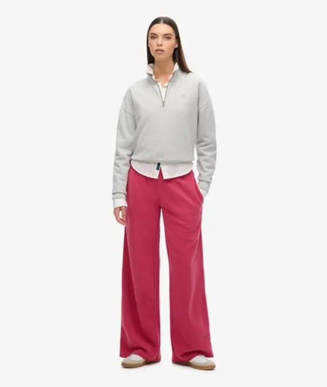 Superdry Women's Ladies Embroidered Wash Straight Joggers, Pink, 