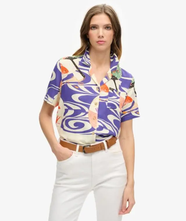 Superdry Women's Beach Resort Shirt Blue / Ryusui Blue - 