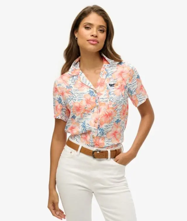 Superdry Women's Beach Resort Shirt Navy / Hibiscus Navy - 