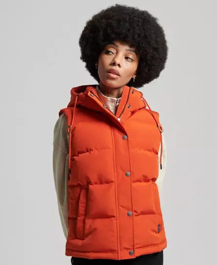 Superdry Women's Vintage Hooded Everest Gilet Orange / Pureed Pumpkin Orange - 