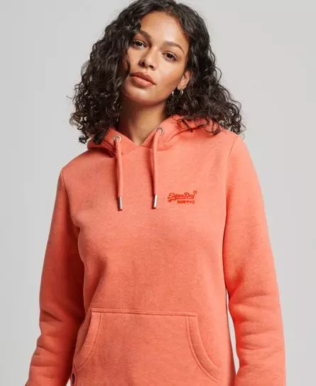 Superdry Women's Vintage Logo Embroidered Hoodie Cream / LA Coral Marl - 