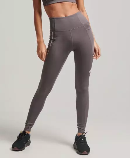 Superdry Women's Sport Active Mesh Full Length Tight Leggings Grey / Rock Dark Grey - 