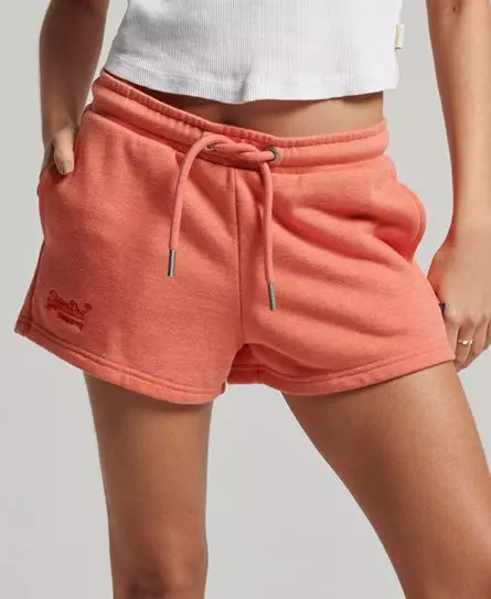 Superdry Women's Vintage Logo Embroidered Jersey Shorts Cream / LA Coral Marl - 