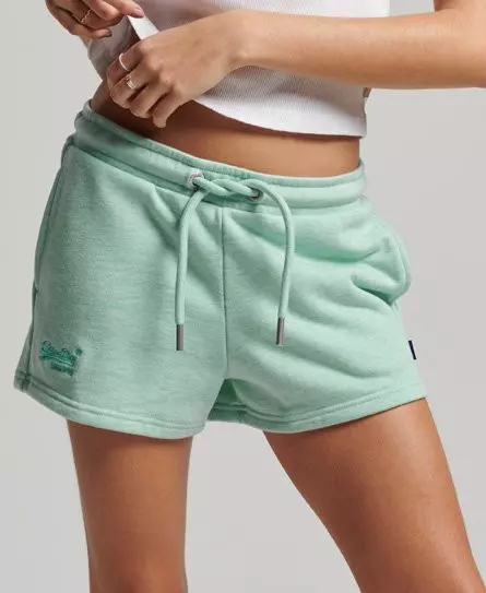 Superdry Women's Vintage Logo Embroidered Jersey Shorts Green / Minted Marl - 