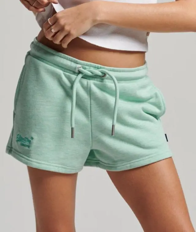 Superdry Women's Vintage Logo Embroidered Jersey Shorts Green / Minted Marl - 