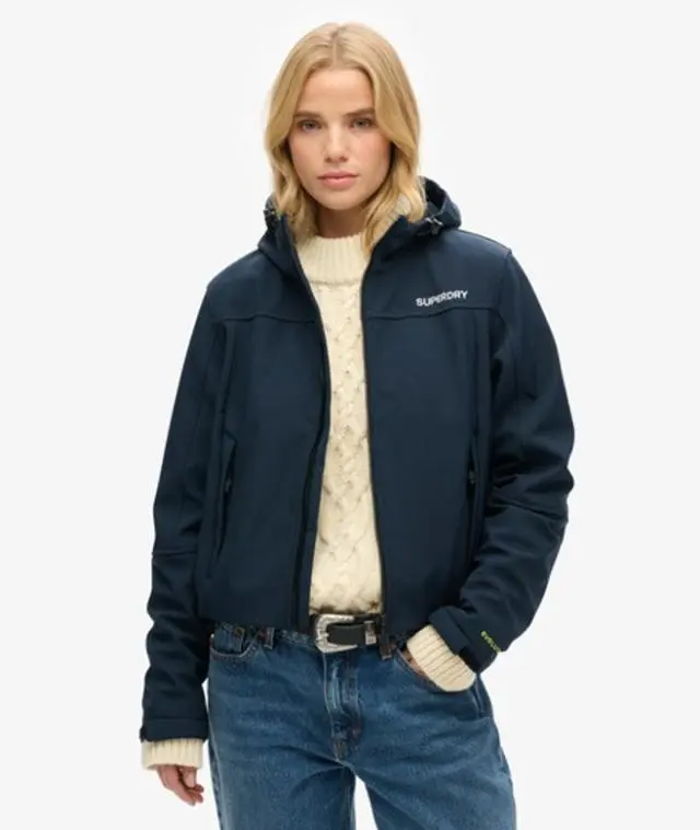 Superdry Women's Code Trekker Hooded Softshell Jacket Navy / Eclipse Navy - 