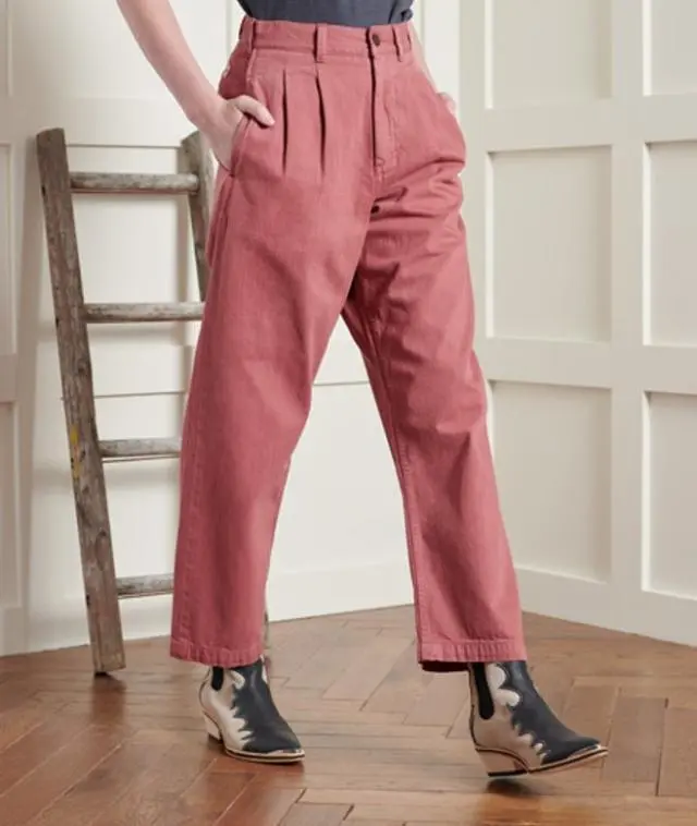 Superdry & Co Women's Pleated Trousers Pink / Washed Rose - 