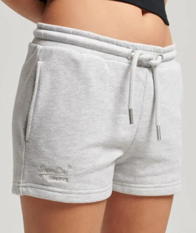 Superdry Women's Vintage Logo Embroidered Jersey Shorts Light Grey / Glacier Grey Marl - 