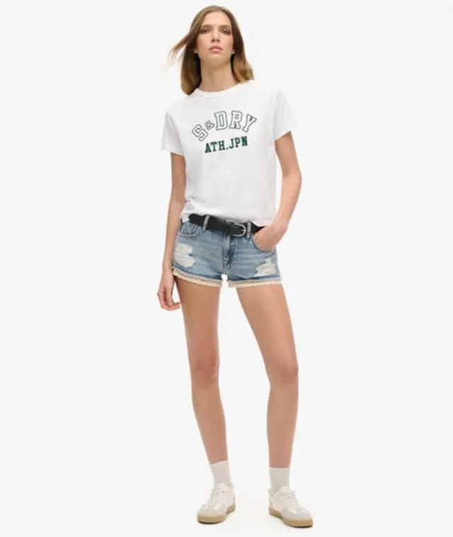 Superdry Women's Denim Hot Shorts Light Blue / Spring Vintage Custom - 