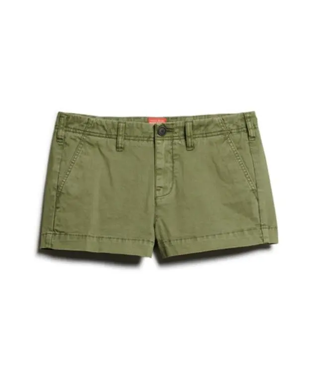 Superdry Women's Chino Hot Shorts Green / Olive Khaki - 