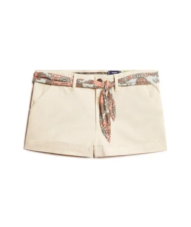Superdry Women's Chino Hot Shorts Cream / Oatmeal - 