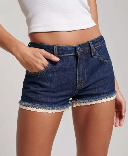 Superdry Women's Denim Hot Shorts Dark Blue / Van Dyke Mid Used - 
