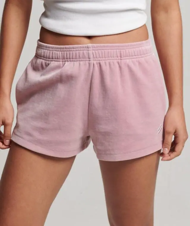Superdry Women's S Logo Velour Shorts Pink / Everglow Pink - 