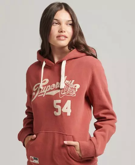 Superdry Women's Script Style College Hoodie Orange / Marsala - 