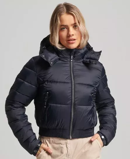 Superdry Women's Fuji Cropped Hooded Jacket Navy / Eclipse Navy - 