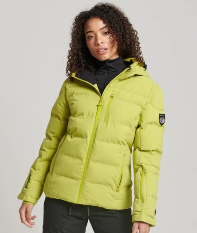 Superdry Women's Classic Embroidered Sport Motion Pro Puffer Jacket, Yellow, 