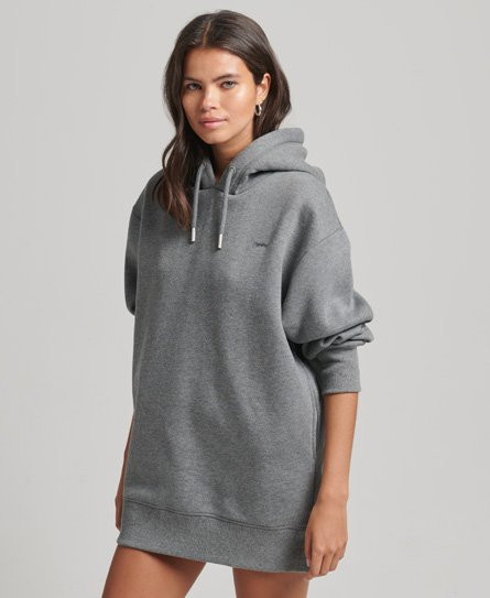Superdry Women's Organic Cotton Embroidered Logo Sweat Dress Grey / Rich Charcoal Marl - 