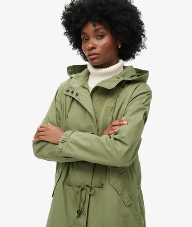 Superdry & Co Women's Fully Lined Vintage Field Parka, Green, 