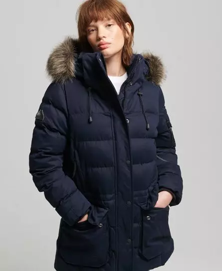 Superdry Women's Microfiber Expedition Parka Jacket Navy / Eclipse Navy - 