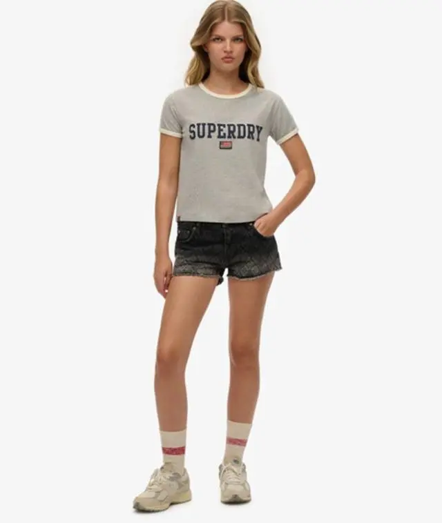 Superdry & Co Women's Denim Hot Shorts Black / Wolcott Blackstone Aop - 