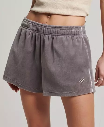 Superdry Women's S Logo Velour Shorts Grey / Grey Quartz - 