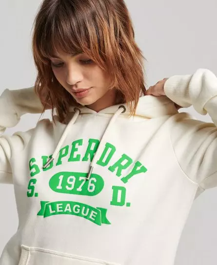 Superdry Women's Vintage Athletic Hoodie White / Off White - 