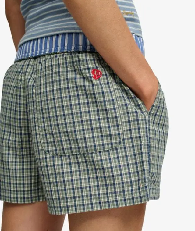 Superdry & Co Women's Mini Check Cotton Shorts Green / Montauk Green Check - 