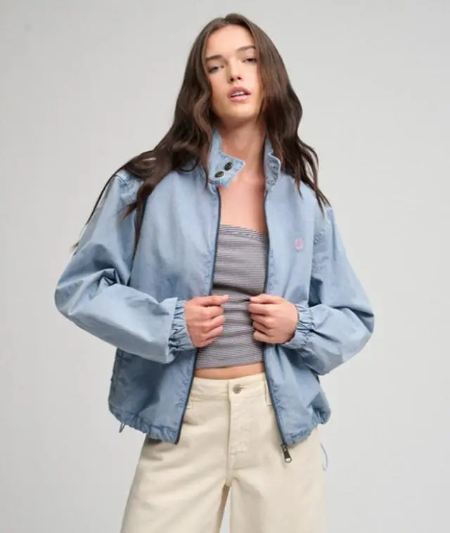 Superdry & Co Women's Cotton Harrington Jacket Blue / Washed Denim Blue - 