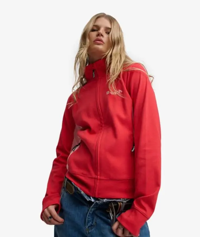 Bench x Superdry & Co Women's Bench High Neck Contrast Track Top Red / Scarlet/ Bench Pink -