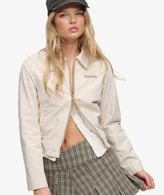 Bench x Superdry & Co Women's Bench Double Zip Collar Ripstop Jacket Cream / Moonbeam/ Dune -