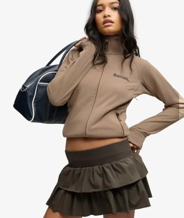 Bench x Superdry & Co Women's Bench High Neck Sweat Track Top Green / Dune/ Black Olive -