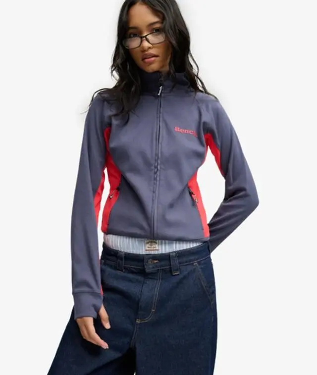 Bench x Superdry & Co Women's Bench High Neck Contrast Track Top Navy / Crt Navy/ Scarlet - 