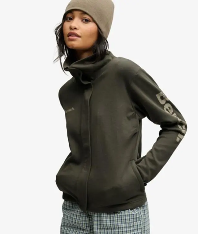Bench x Superdry & Co Women's Bench Funnel Track Top Green / Black Olive/ Dune -