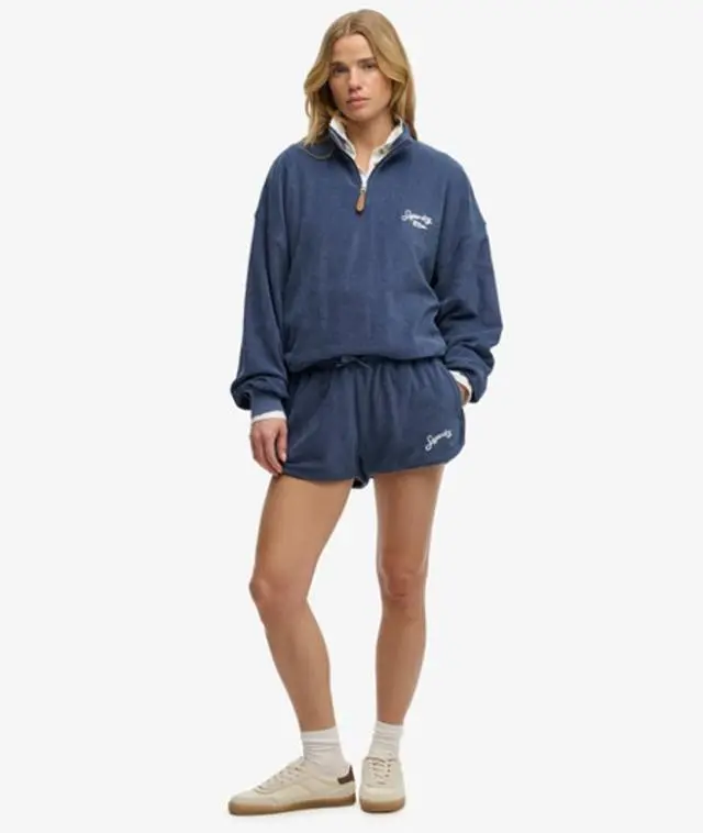 Superdry & Co Women's Heritage Terry Shorts Blue / Vintage Indigo -