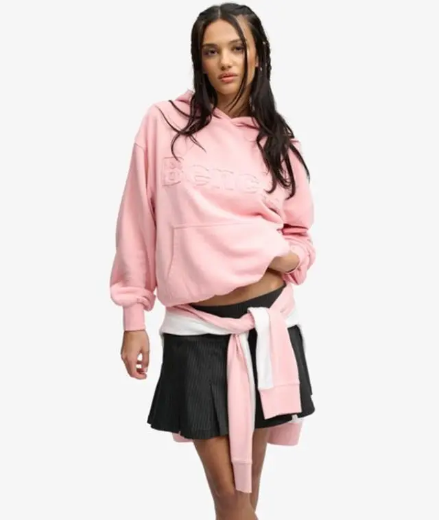 Bench x Superdry & Co Women's Bench Oversized Applique Hoodie Pink / Bench Pink -