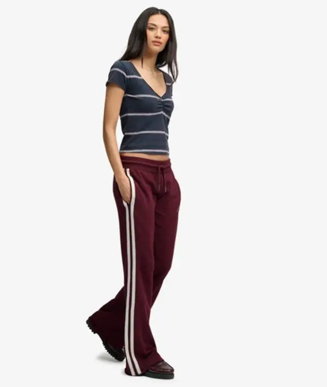 Superdry & Co Women's Athletic Essentials Stripe Flare Joggers Red / Port Red - 