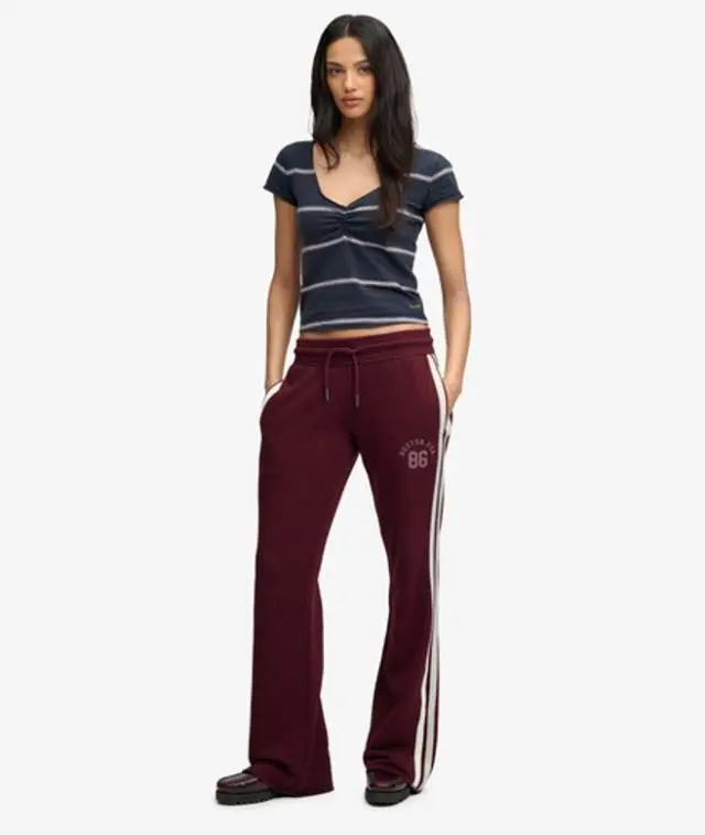 Superdry & Co Women's Athletic Essentials Stripe Flare Joggers Red / Port Red -