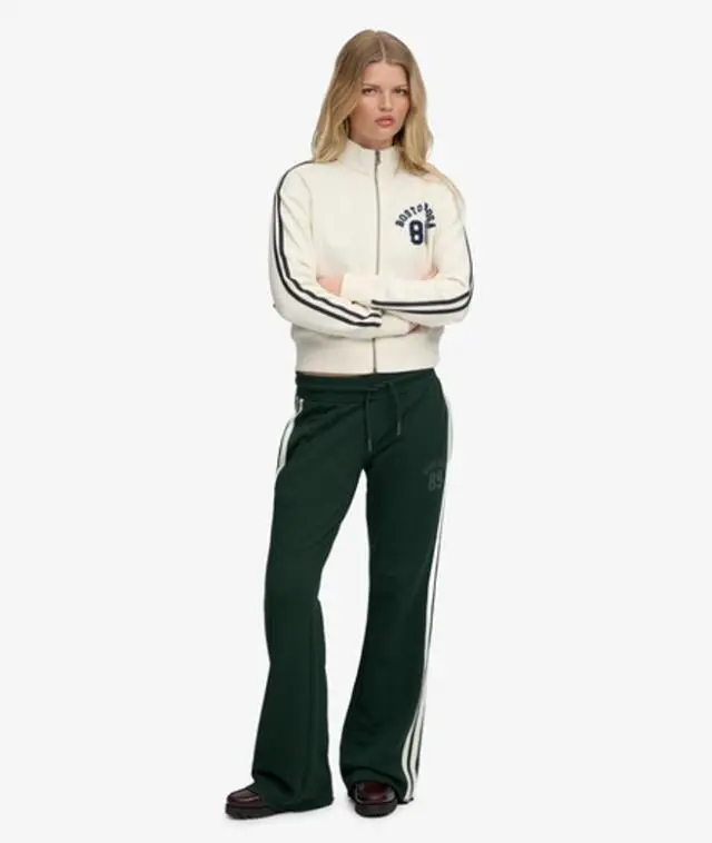Superdry & Co Women's Athletic Essentials Stripe Flare Joggers Green / Enamel Green -